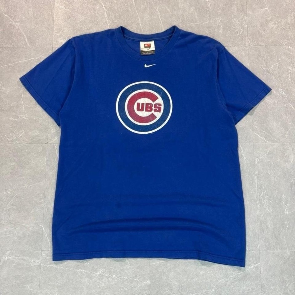 Nike center swoosh Chicago Cubs blue T-shirt Size M #MLB #baseball